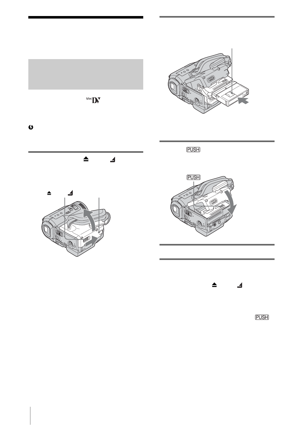 Step 6: inserting the recording media, Inserting a cassette tape | Sony DCR-PC330 User Manual | Page 20 / 136
