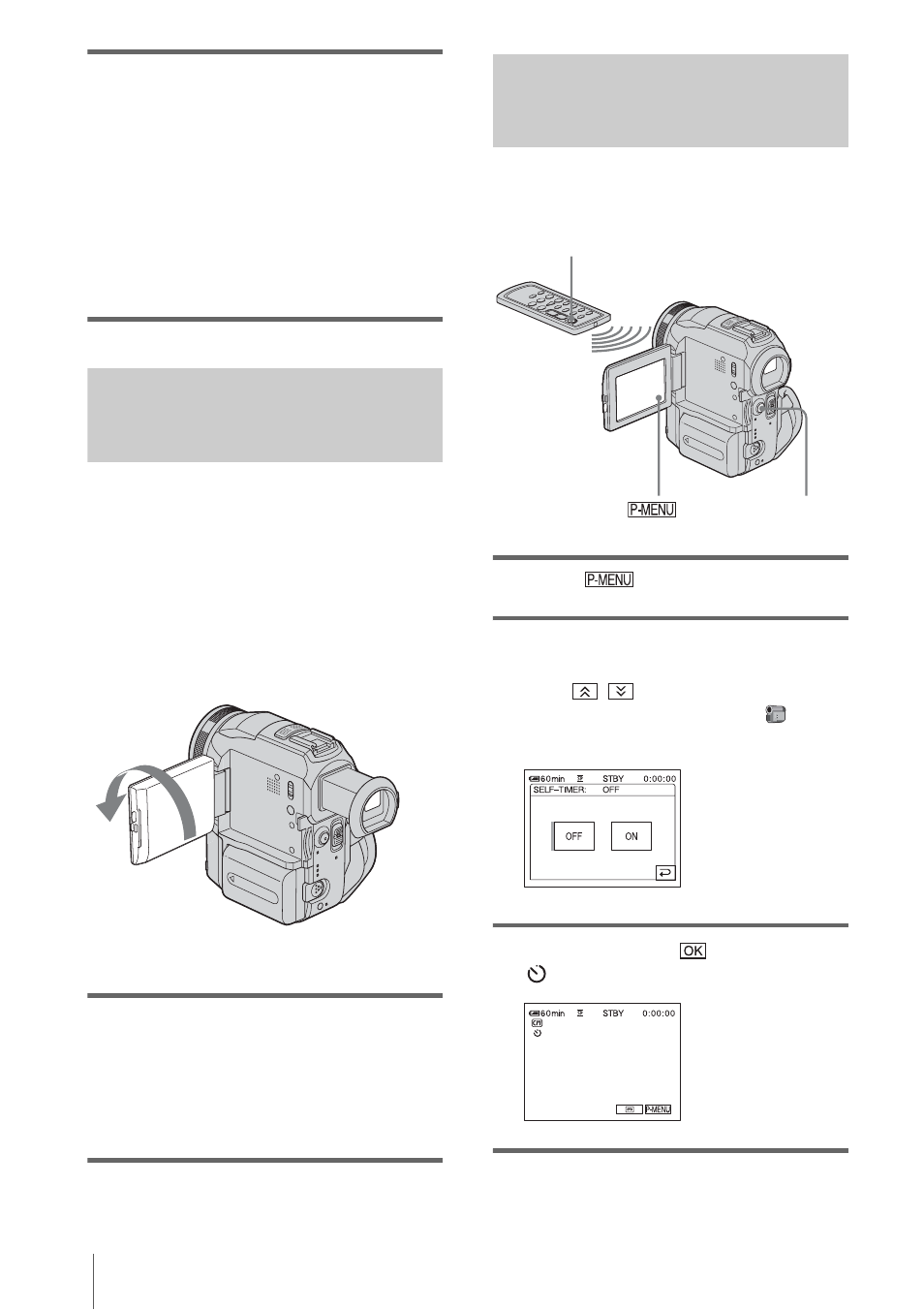 Recording in mirror mode, Using the self-timer | Sony DCR-PC330 User Manual | Page 26 / 136