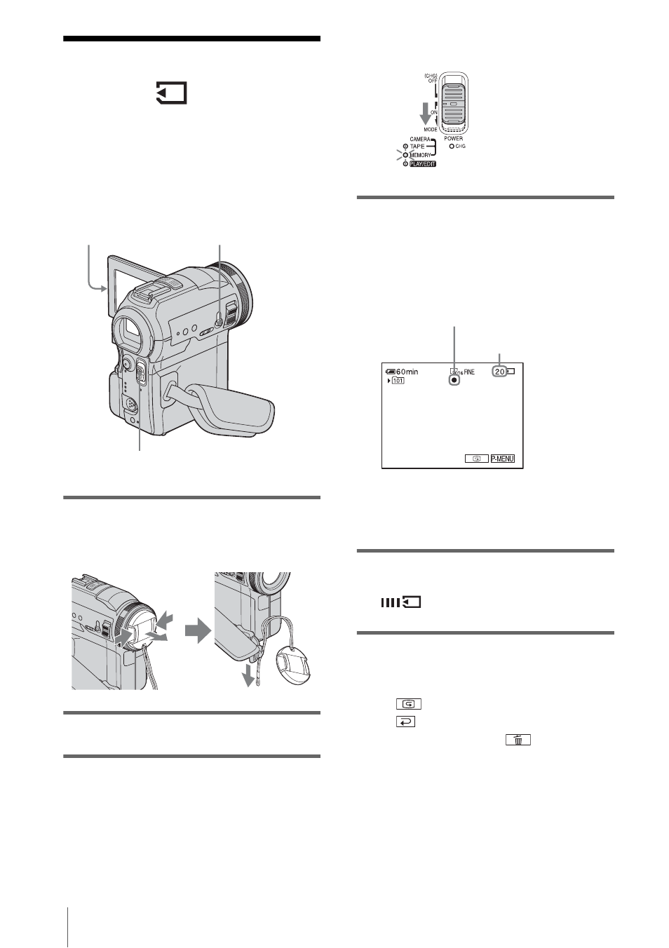 Recording still images – memory photo recording, Recording still images | Sony DCR-PC330 User Manual | Page 28 / 136