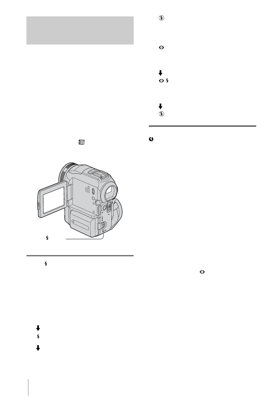 Using the flash | Sony DCR-PC330 User Manual | Page 30 / 136