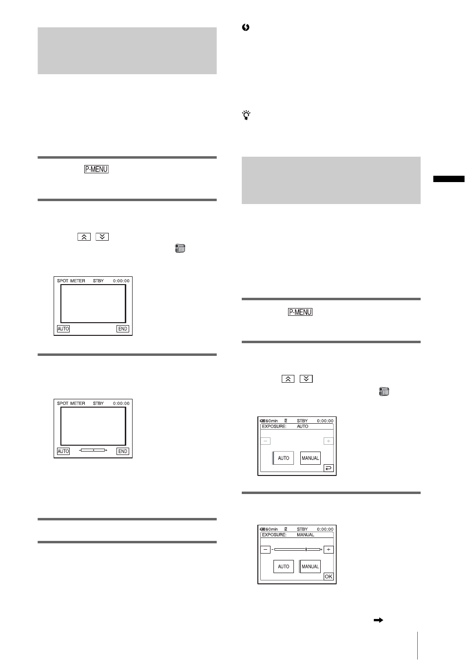 Adjusting the exposure manually | Sony DCR-PC330 User Manual | Page 33 / 136