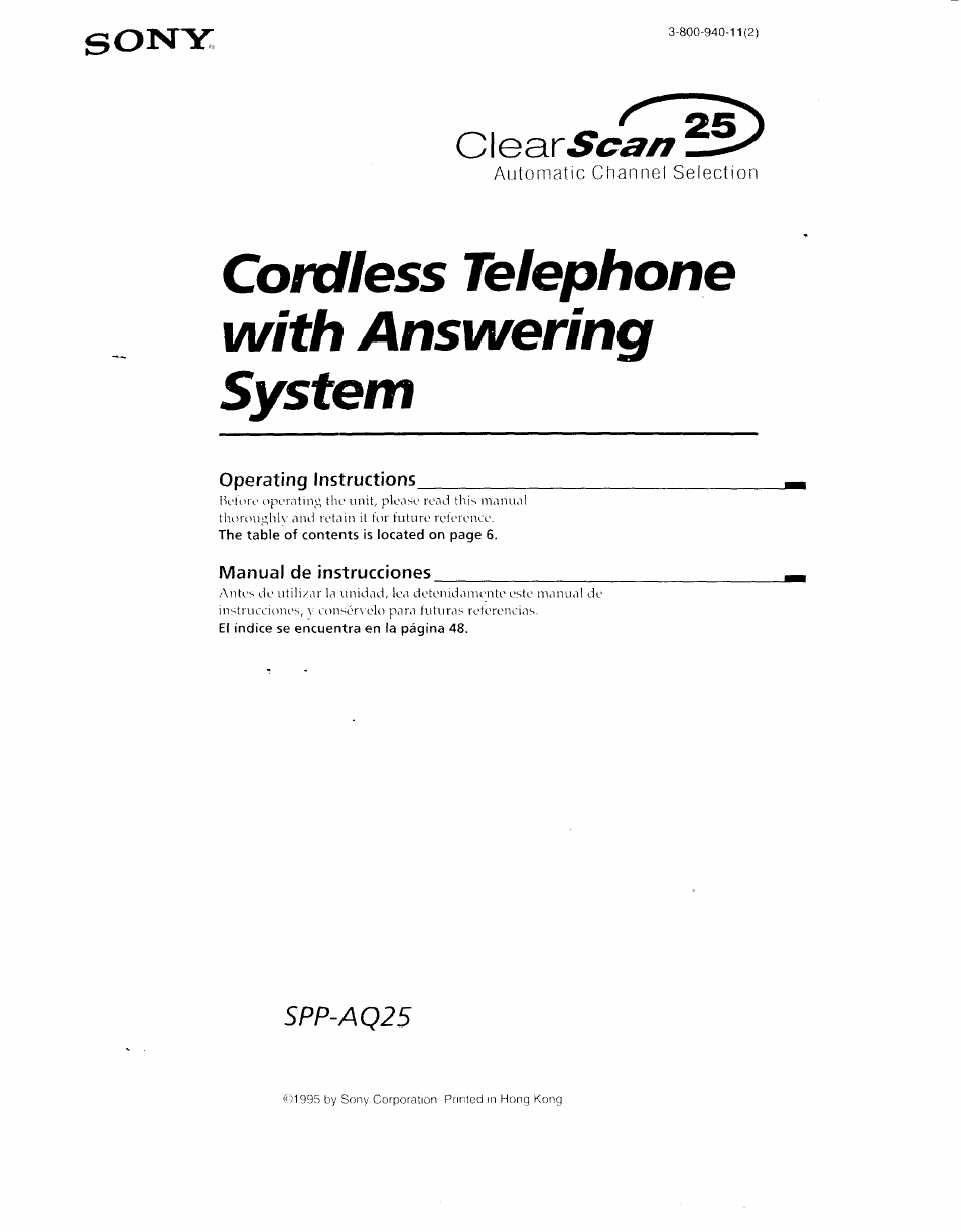 Sony SPP-AQ25 User Manual | 88 pages