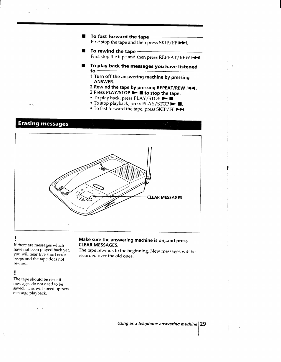 Erasing messages | Sony SPP-AQ25 User Manual | Page 29 / 88