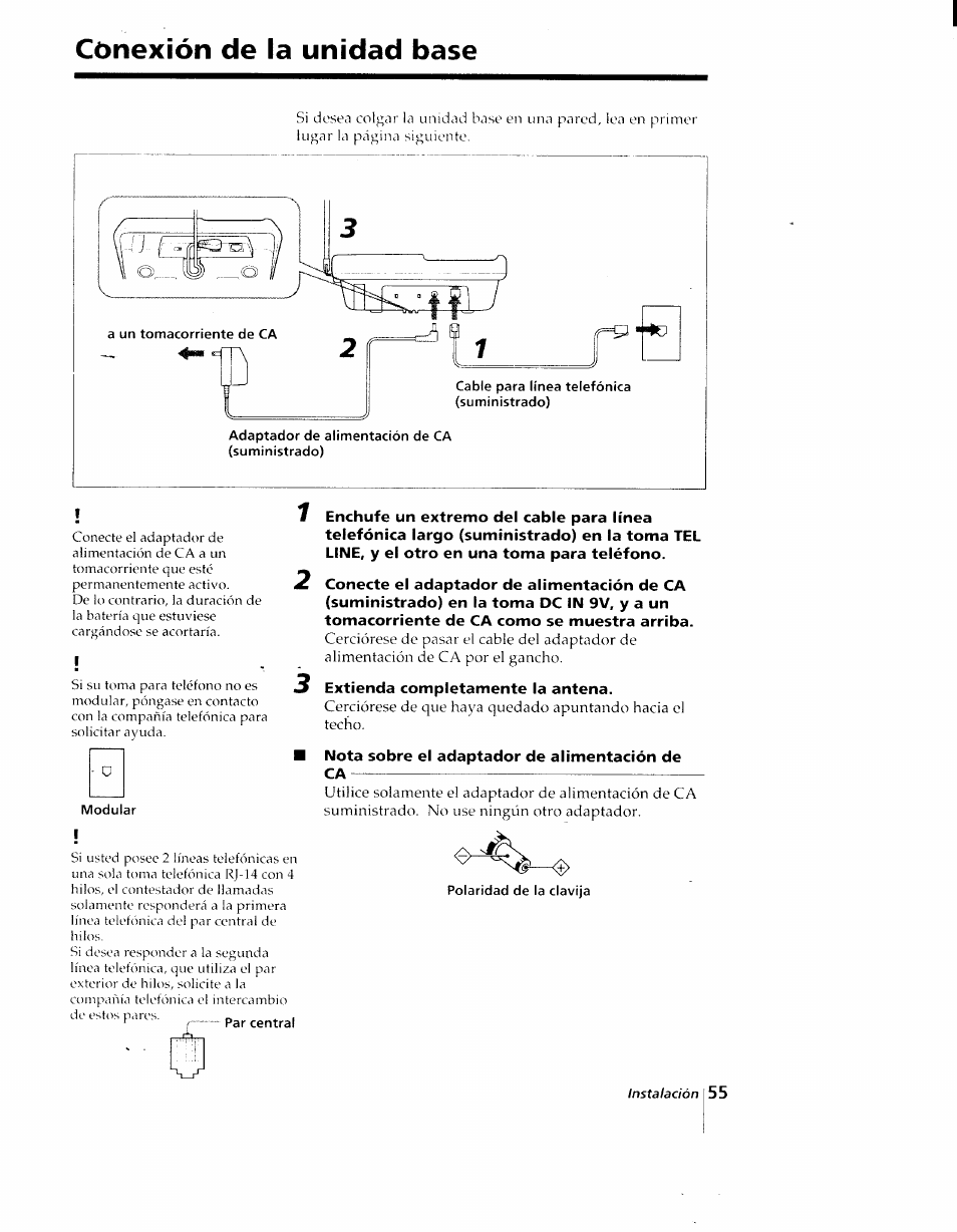 Cònexión de la unidad base | Sony SPP-AQ25 User Manual | Page 58 / 88