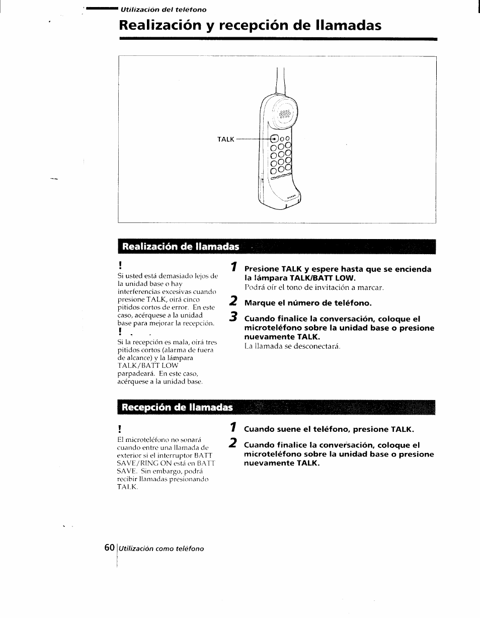 Realización y recepción de llamadas, Realización de llamadas, Recepción de llamadas | Sony SPP-AQ25 User Manual | Page 63 / 88