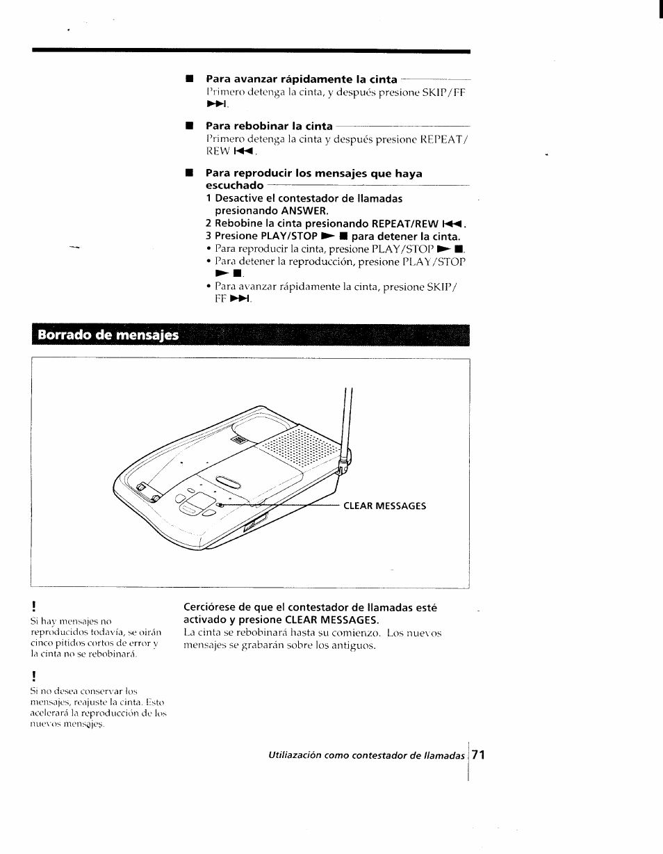 Borrado de mensajes | Sony SPP-AQ25 User Manual | Page 74 / 88