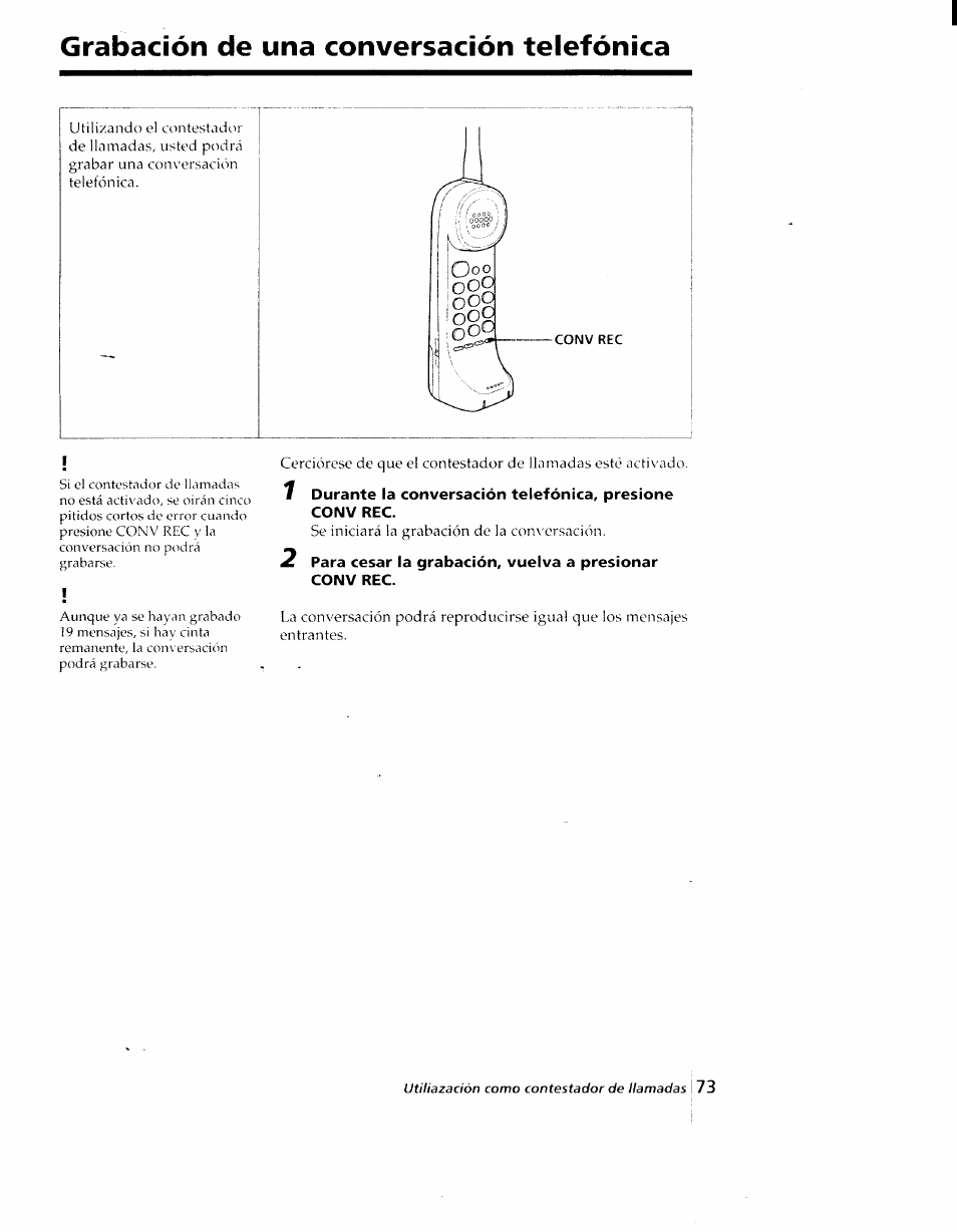 Grabación de una conversación telefónica | Sony SPP-AQ25 User Manual | Page 76 / 88