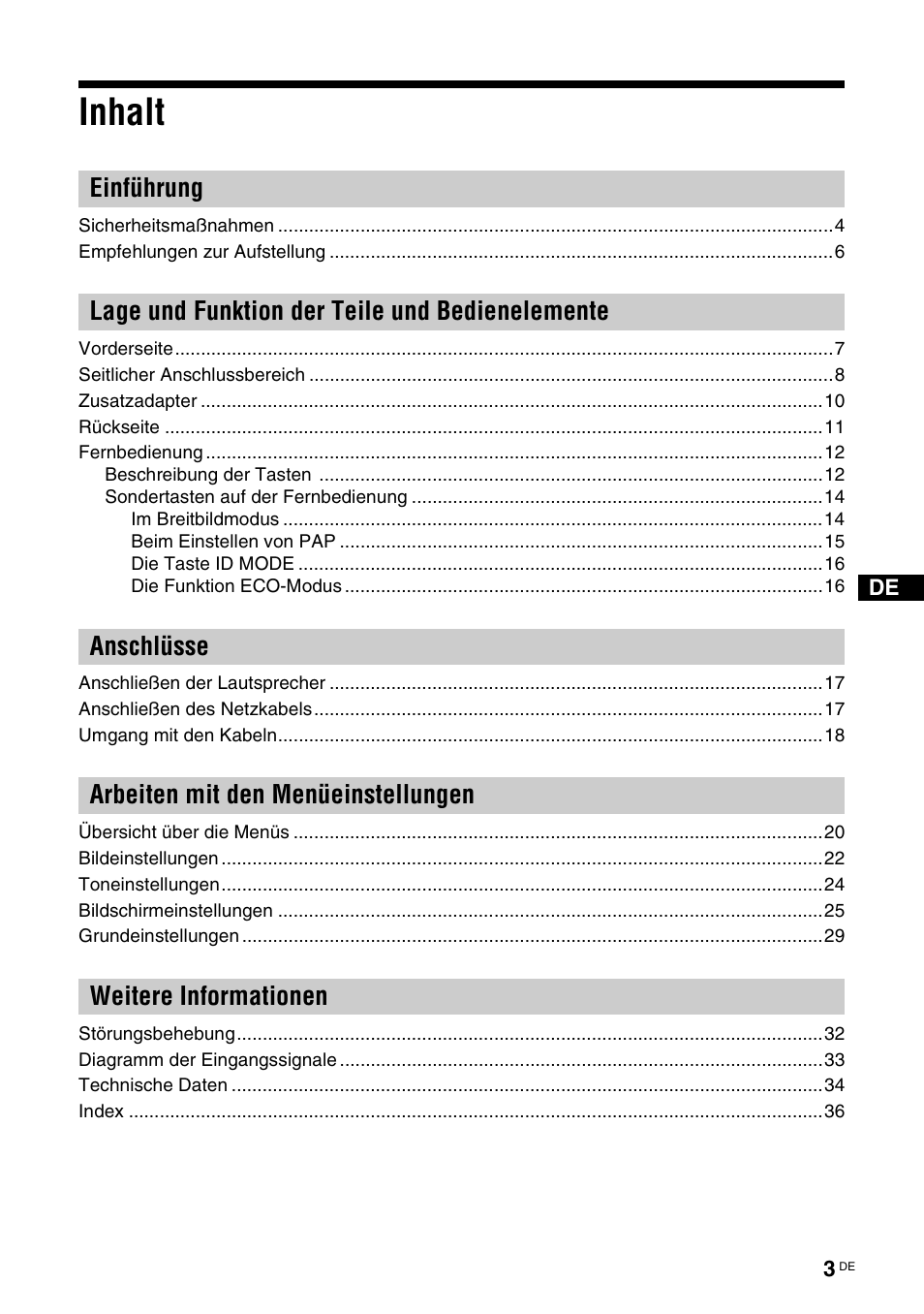 Inhalt | Sony FWD-32LX2F User Manual | Page 115 / 255