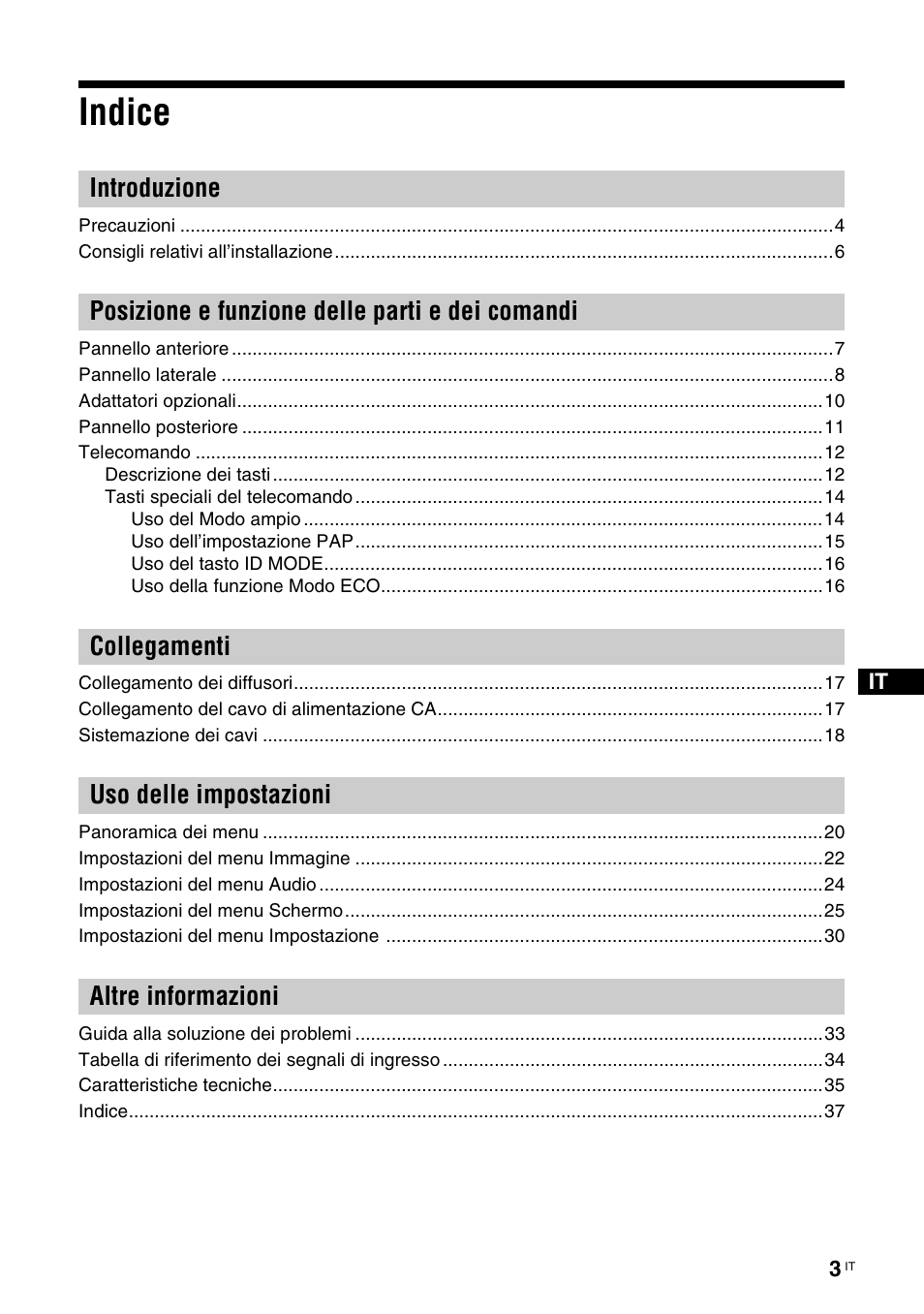 Indice | Sony FWD-32LX2F User Manual | Page 187 / 255