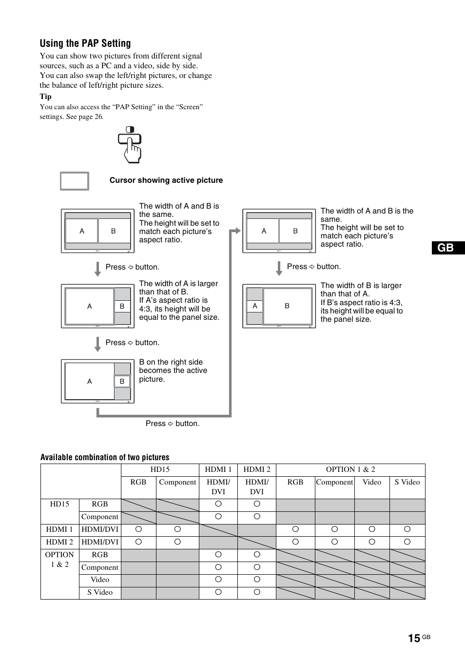 Using the pap setting | Sony FWD-32LX2F User Manual | Page 55 / 255