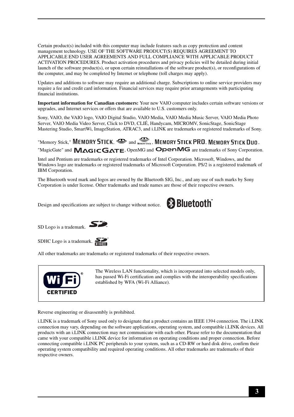 Sony VGN-SZ640N User Manual | Page 3 / 28