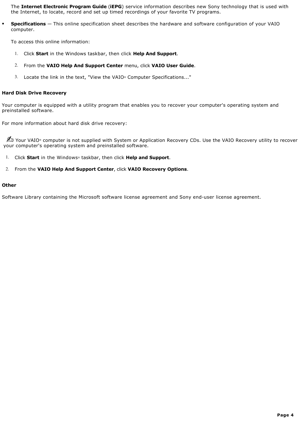 Sony PCV-RZ30GN4 User Manual | Page 4 / 223