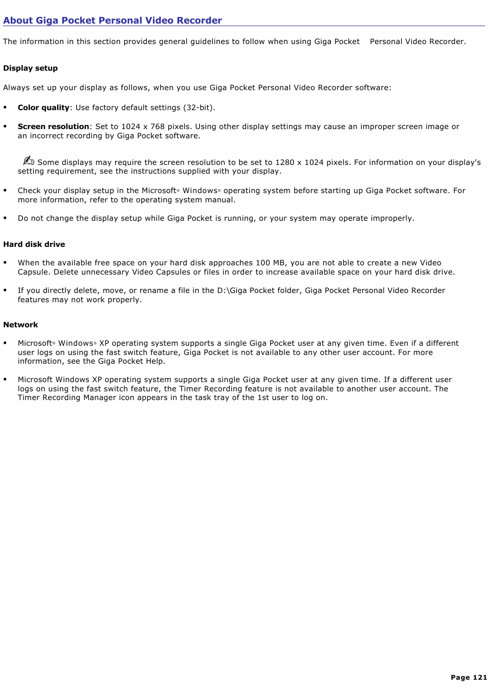 About giga pocket personal video recorder | Sony PCV-W510G User Manual | Page 121 / 129