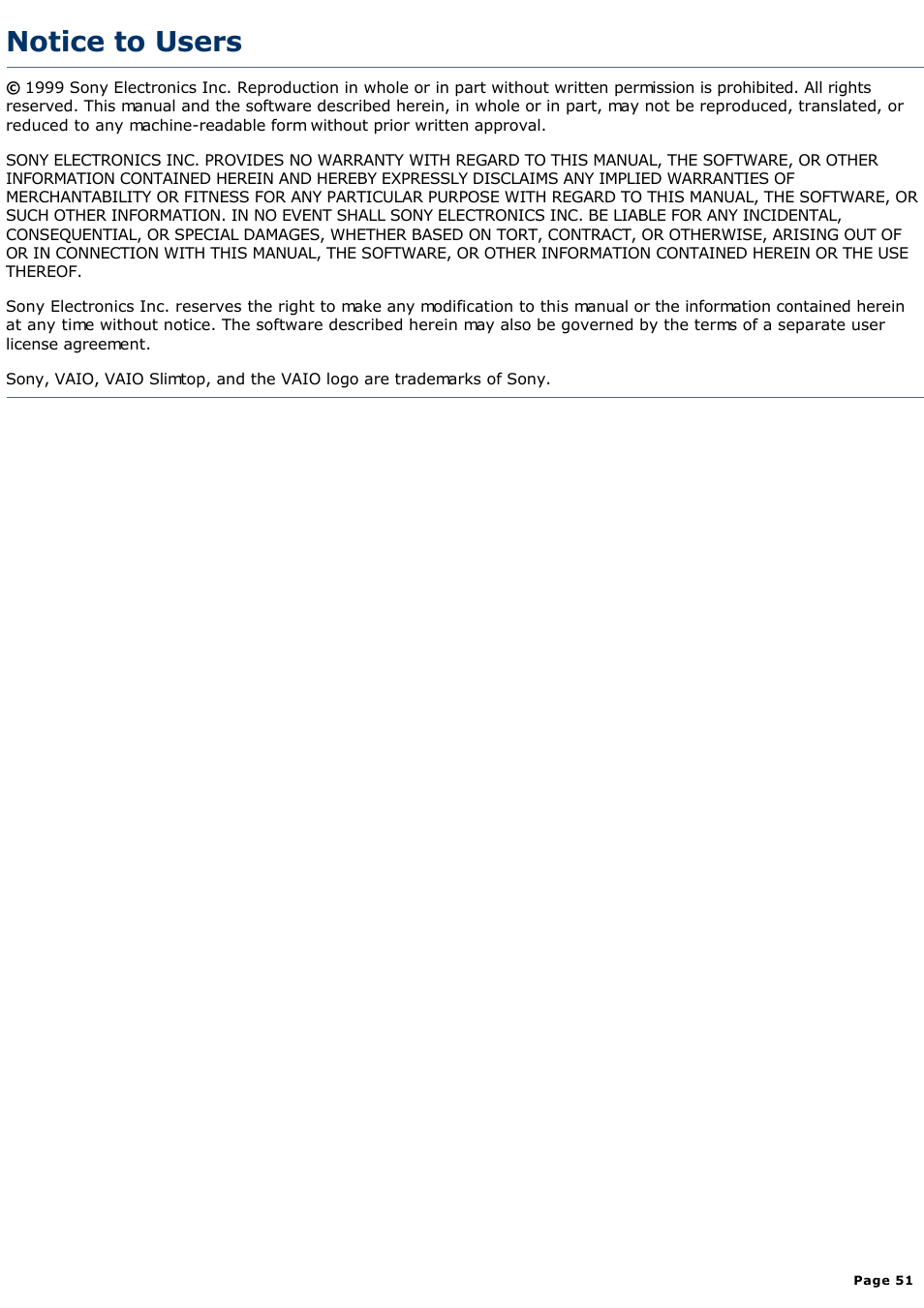 Notice to users | Sony PCV-R526DS User Manual | Page 51 / 245