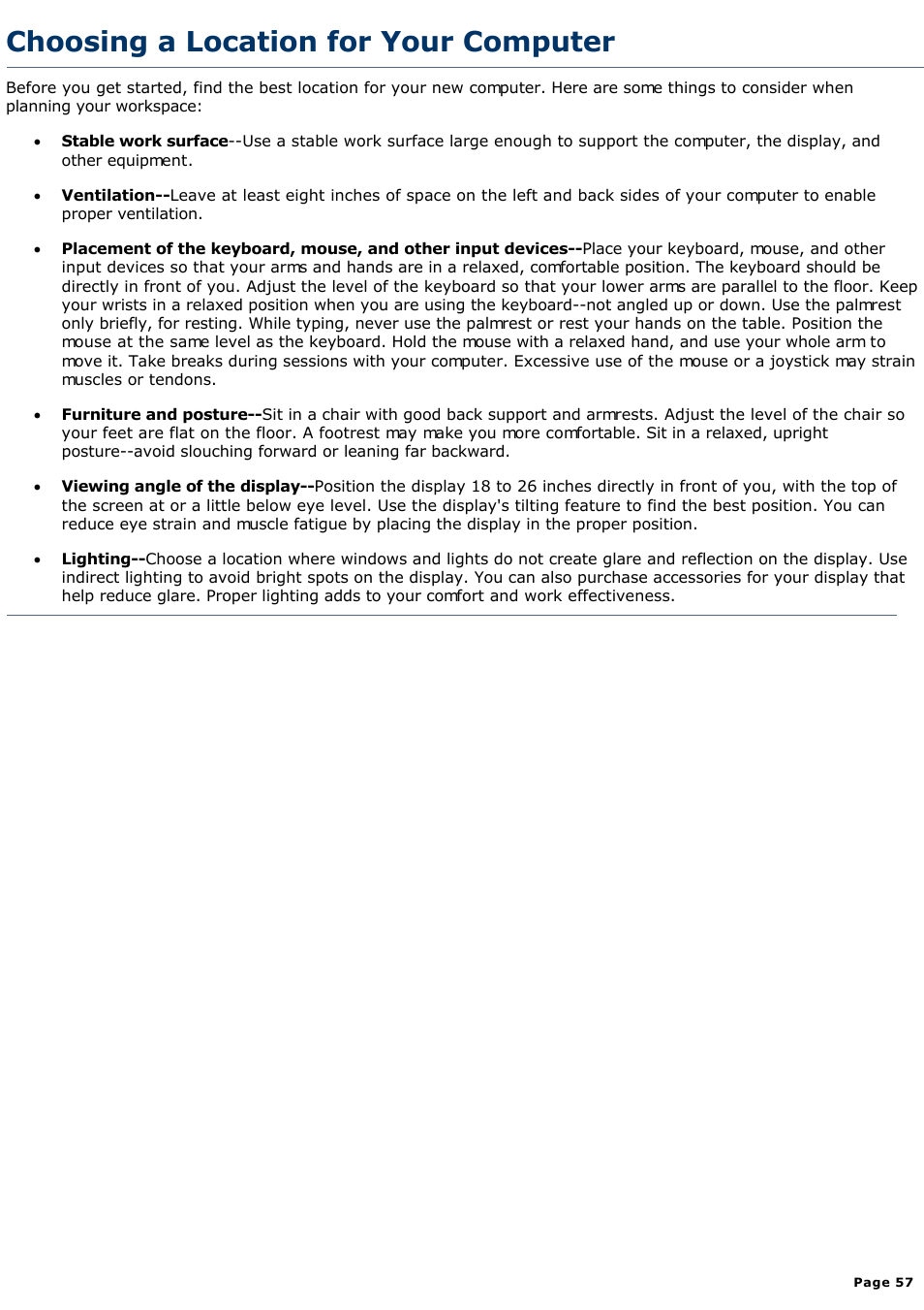 Choosing a location for your computer | Sony PCV-R526DS User Manual | Page 57 / 245