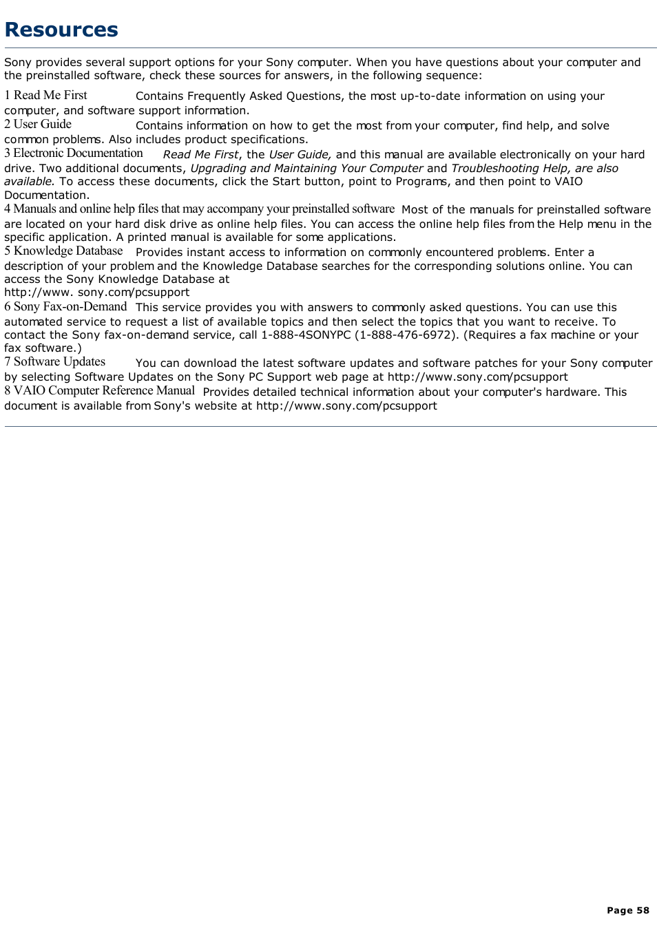 Resources | Sony PCV-R526DS User Manual | Page 58 / 245