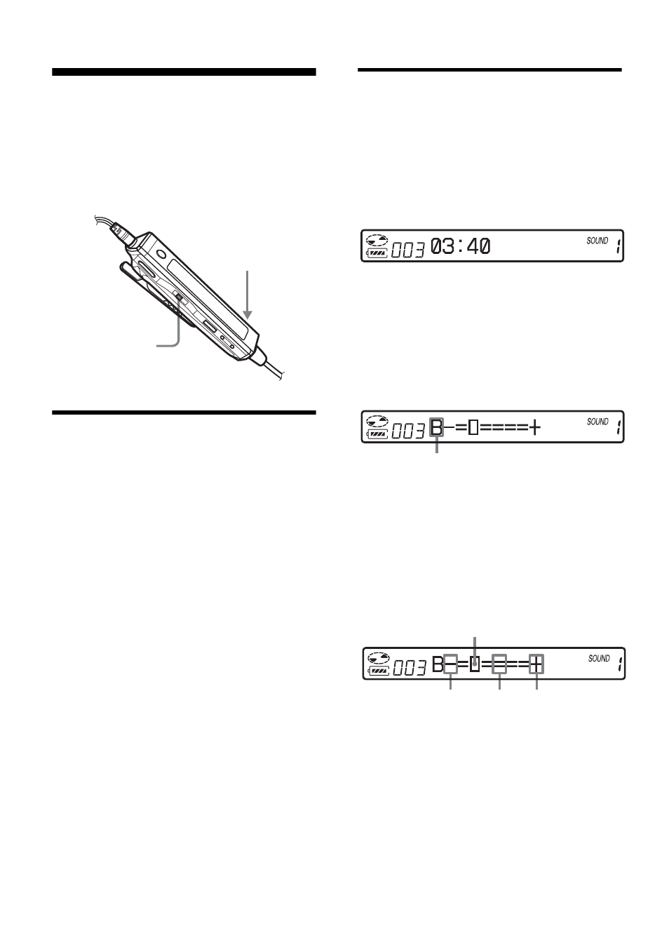 Adjusting treble or bass (digital sound preset), Selecting the sound quality, Adjusting the sound quality | 38 adjusting treble or bass (digital sound preset) | Sony MZ-NF610 User Manual | Page 38 / 124