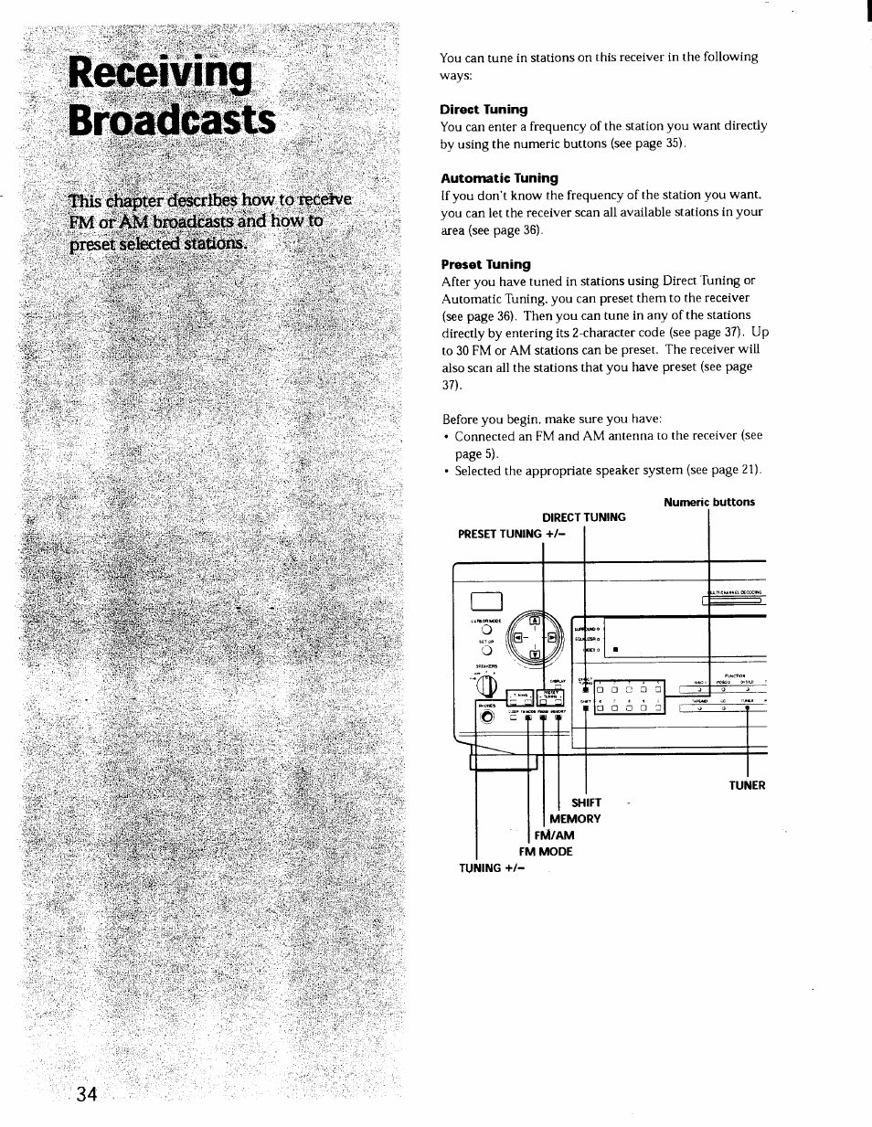 Direct tuning, Automatic tuning, Preset tuning | Ifwilpliiwili | Sony STR-DE725 User Manual | Page 33 / 47