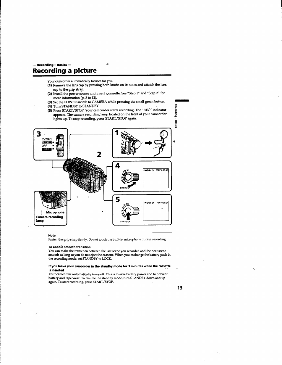 Recording a picture | Sony DCR-TR7000 User Manual | Page 13 / 84