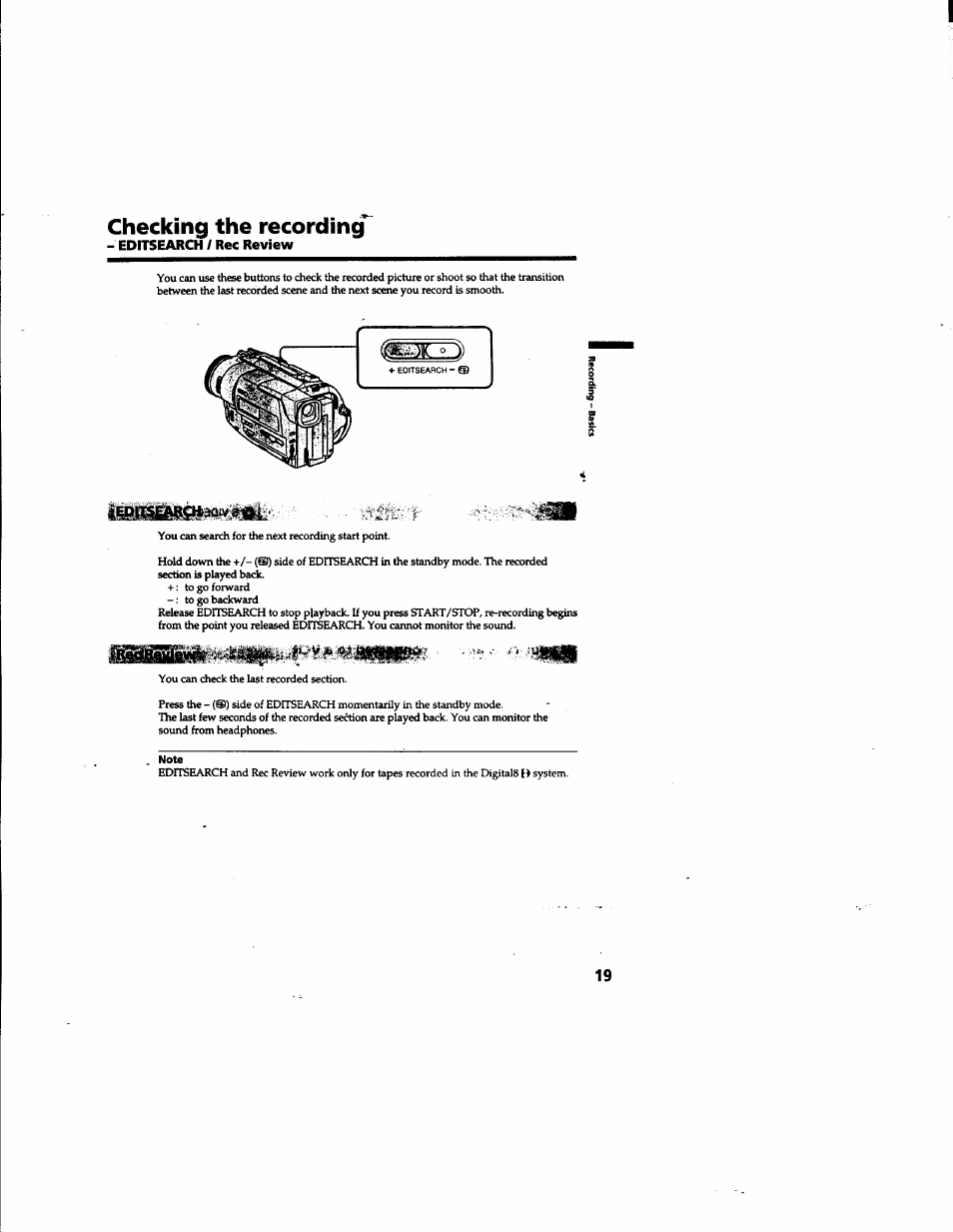 Checking the recording | Sony DCR-TR7000 User Manual | Page 19 / 84