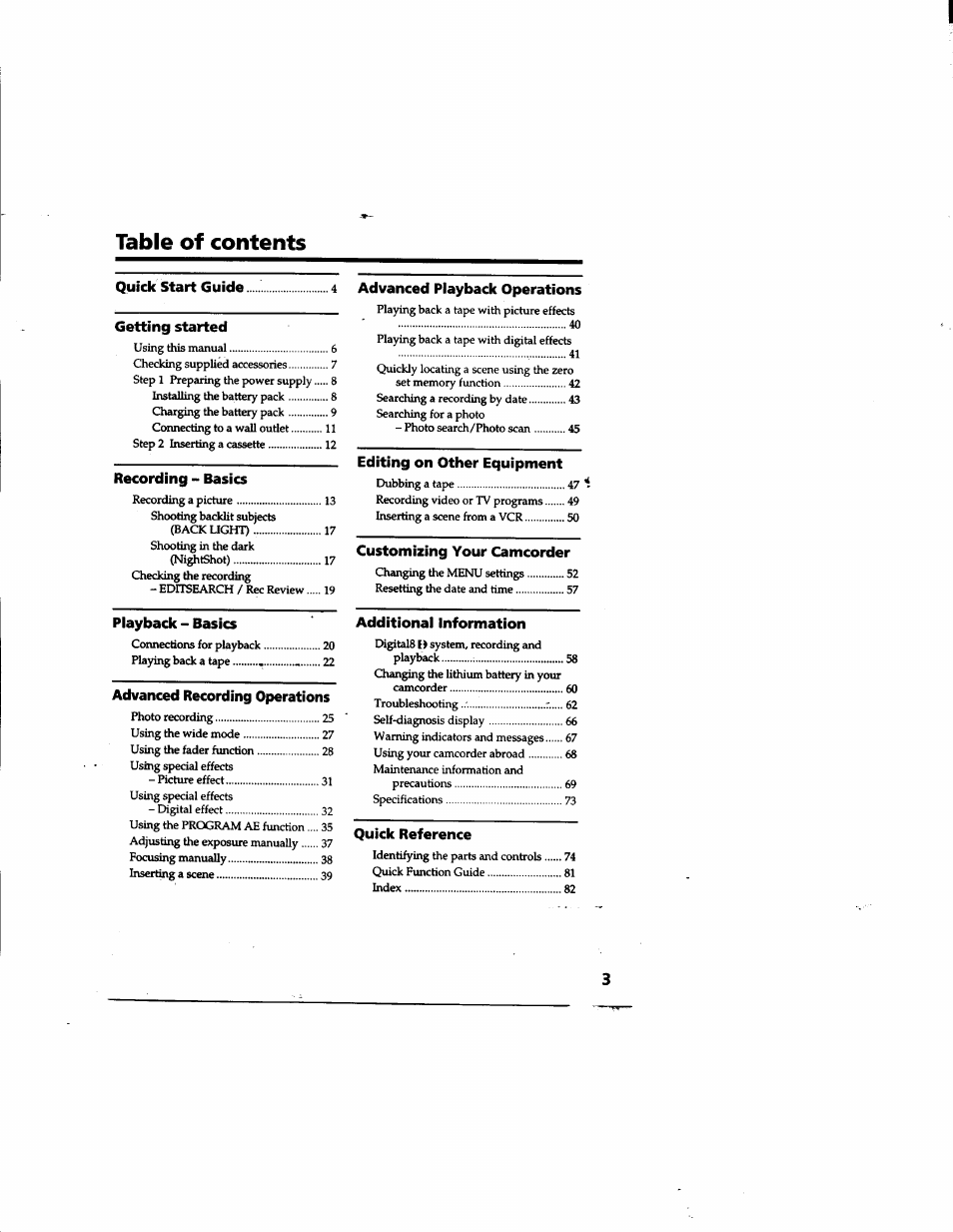 Sony DCR-TR7000 User Manual | Page 3 / 84