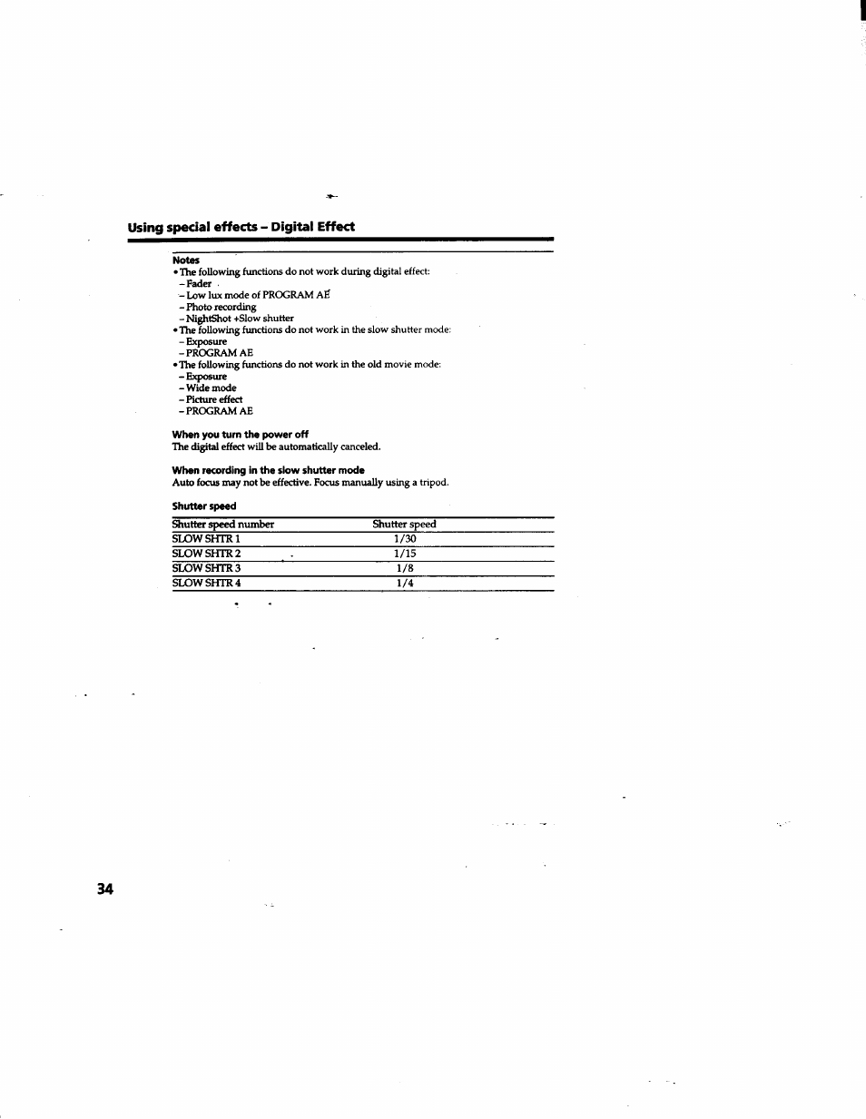Using special effects - digital effect | Sony DCR-TR7000 User Manual | Page 34 / 84