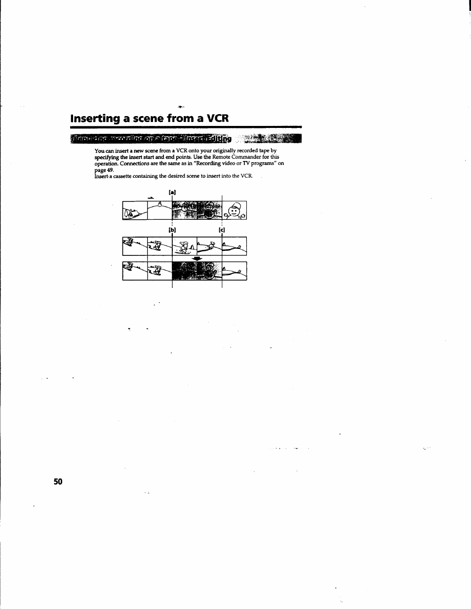 Inserting a scene from a vcr | Sony DCR-TR7000 User Manual | Page 50 / 84