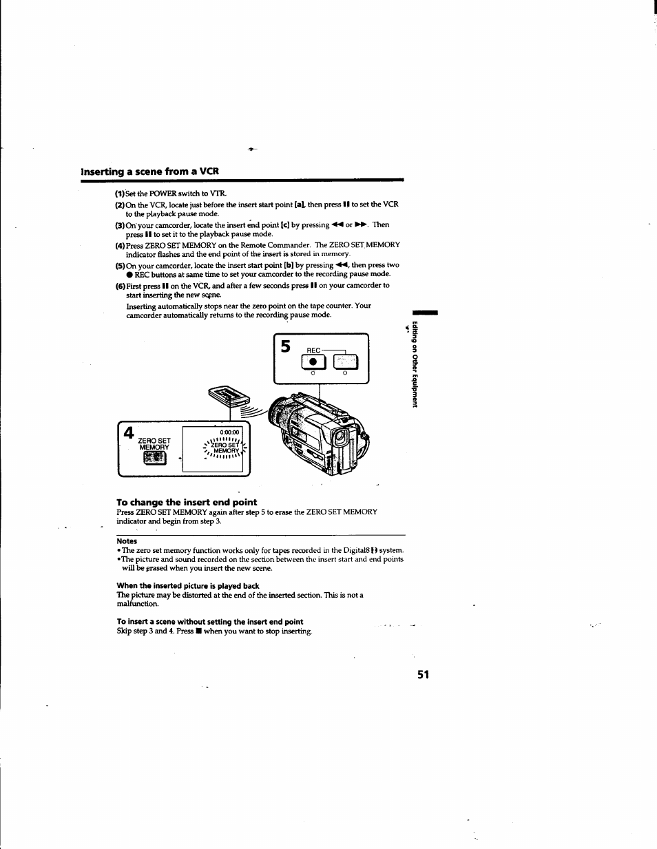 Inserting a scene from a vcr | Sony DCR-TR7000 User Manual | Page 51 / 84