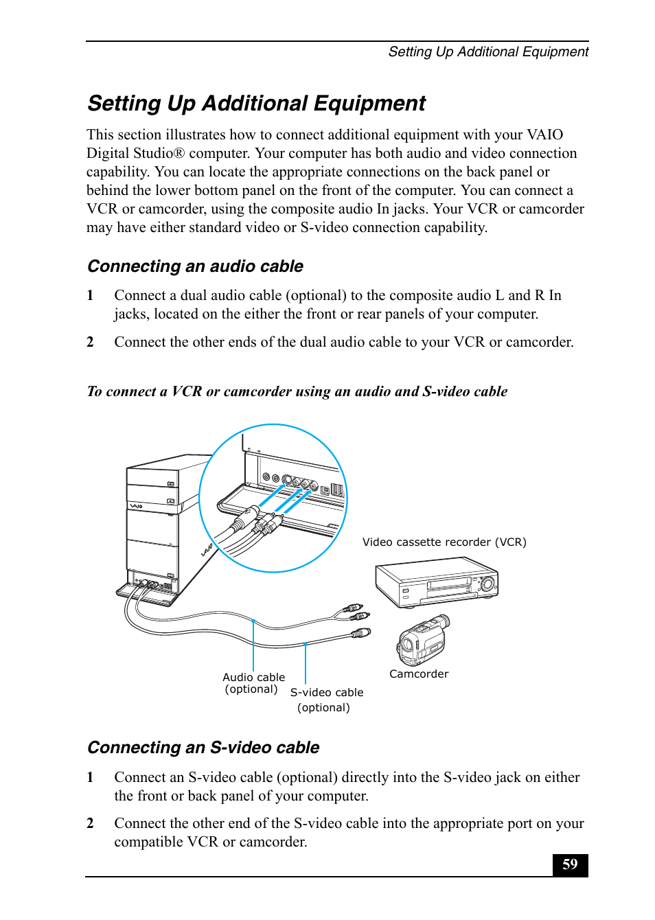 Setting up additional equipment | Sony VGC-RA910G User Manual | Page 59 / 80