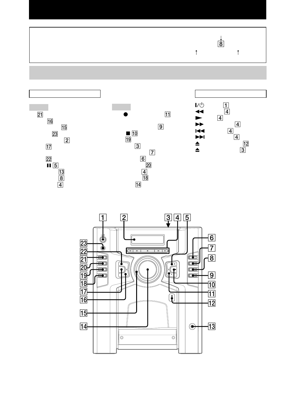 Main unit | Sony HCD-GS100 User Manual | Page 4 / 32