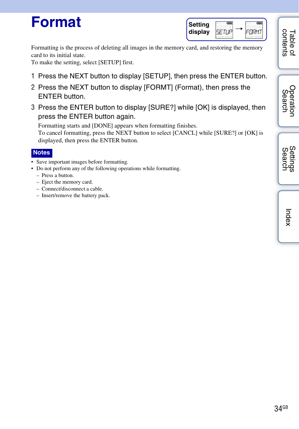Format | Sony HDR-AS30V User Manual | Page 34 / 73