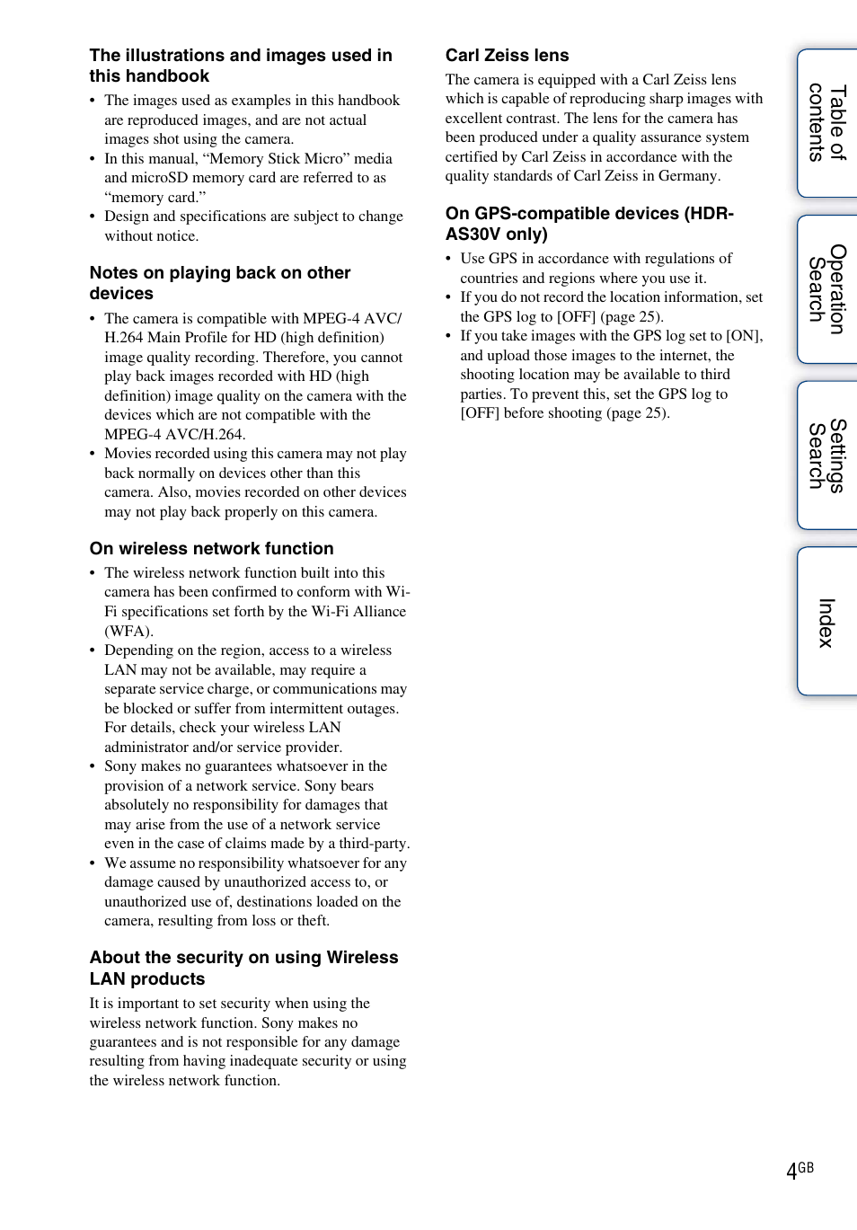 Sony HDR-AS30V User Manual | Page 4 / 73