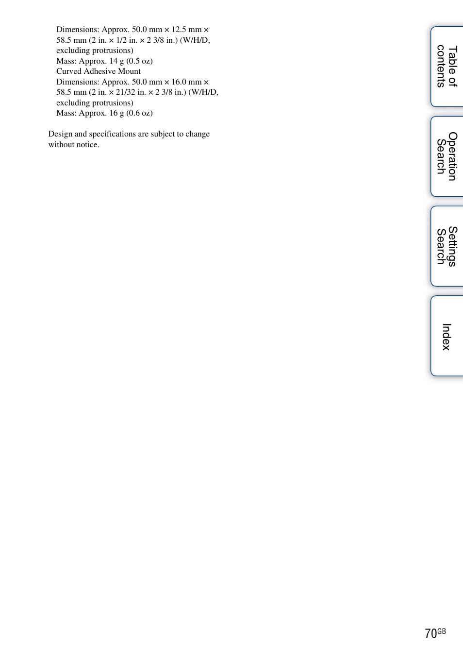 Sony HDR-AS30V User Manual | Page 70 / 73