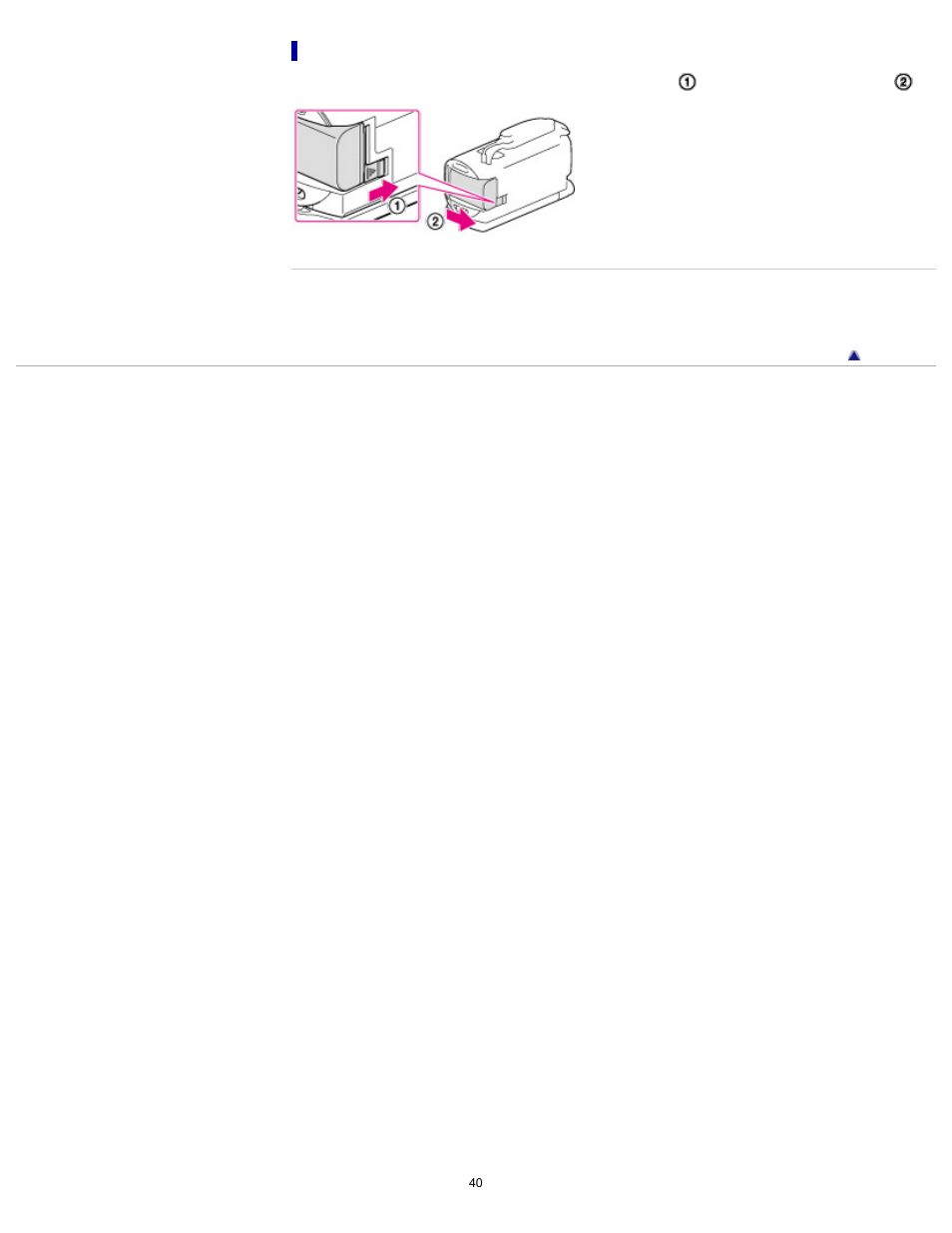 To remove the battery pack | Sony HDR-TD30V User Manual | Page 40 / 250