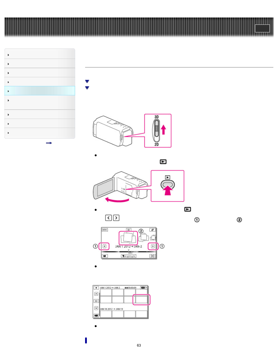 Handycam" user guide | Sony HDR-TD30V User Manual | Page 63 / 250