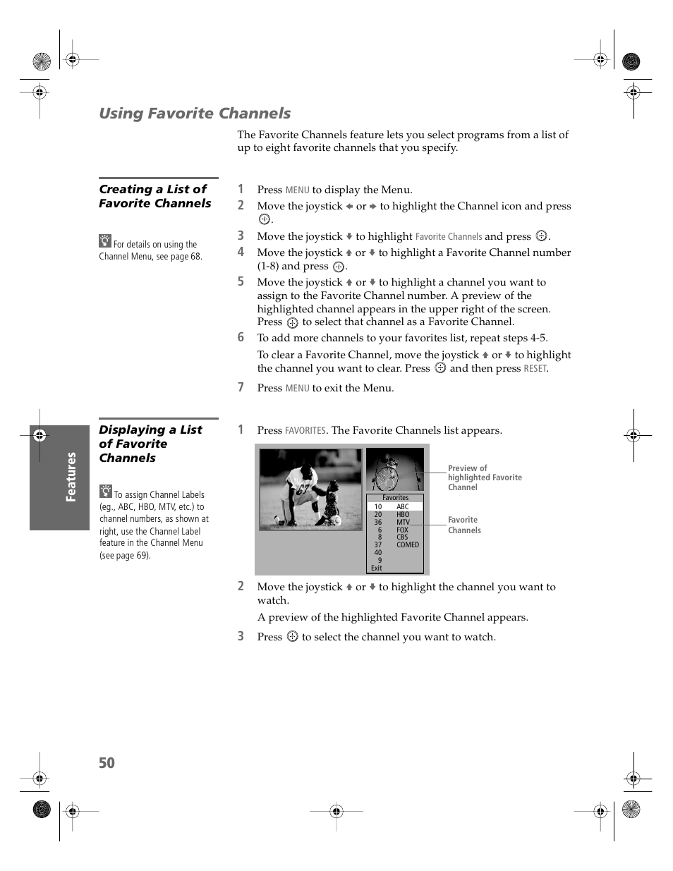 Using favorite channels | Sony KV-32HS510 User Manual | Page 51 / 89