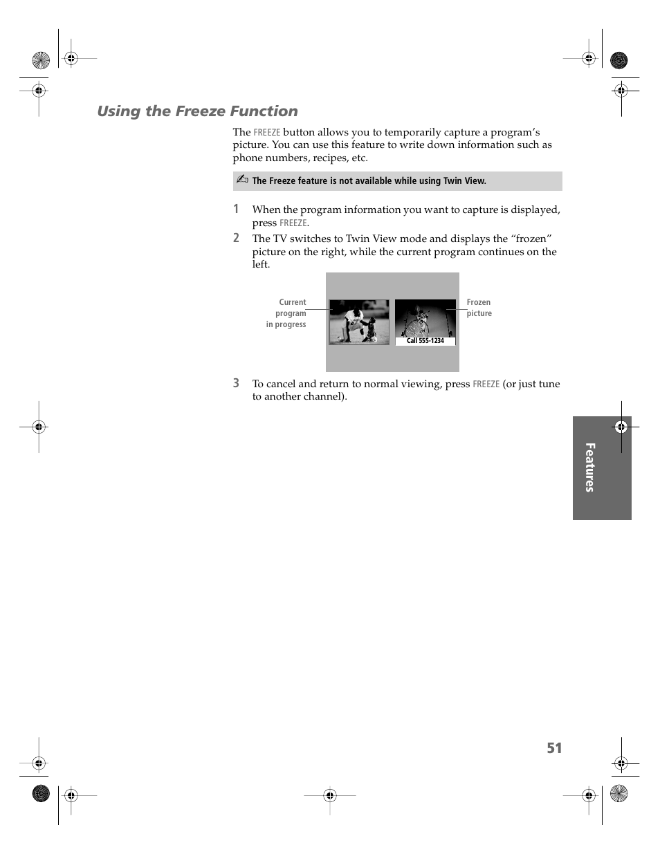 Using the freeze function | Sony KV-32HS510 User Manual | Page 52 / 89