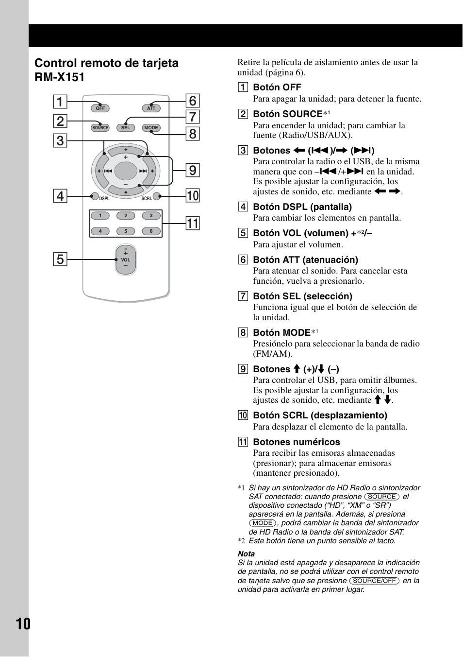 Control remoto de tarjeta rm-x151 | Sony DSX-S100 User Manual | Page 62 / 80