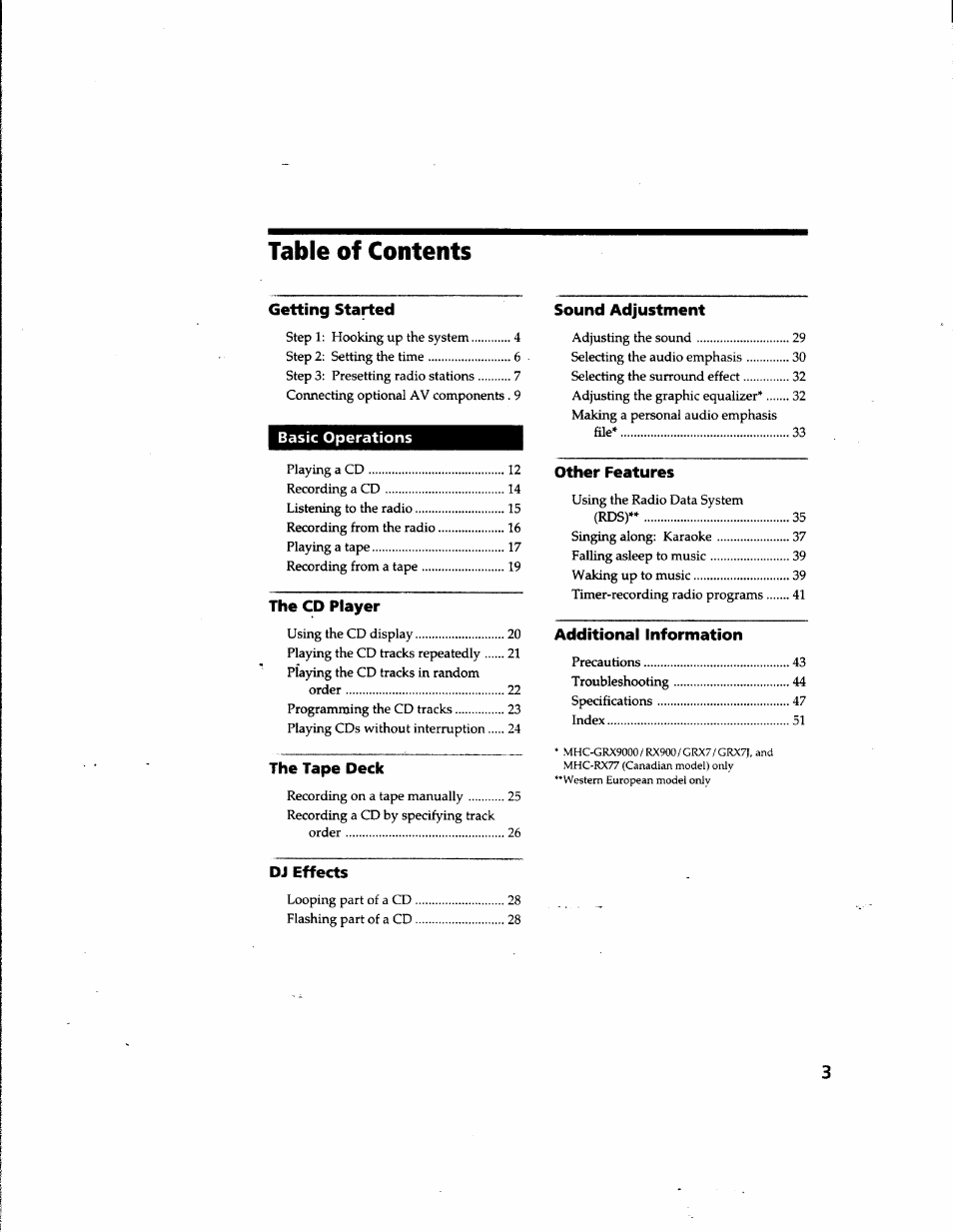 Sony MHC-GRX66 User Manual | Page 3 / 51