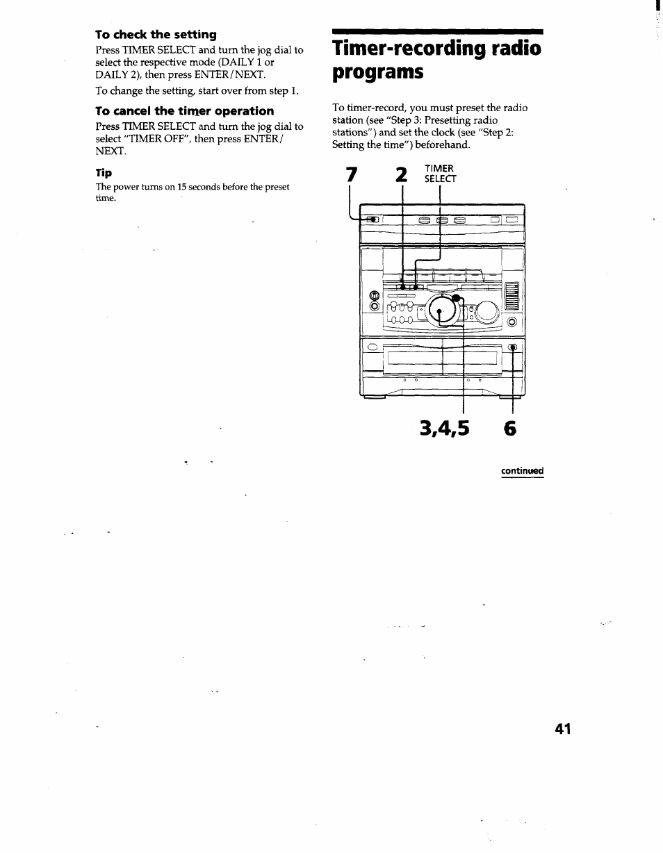 Timer-recording radio programs | Sony MHC-GRX66 User Manual | Page 41 / 51