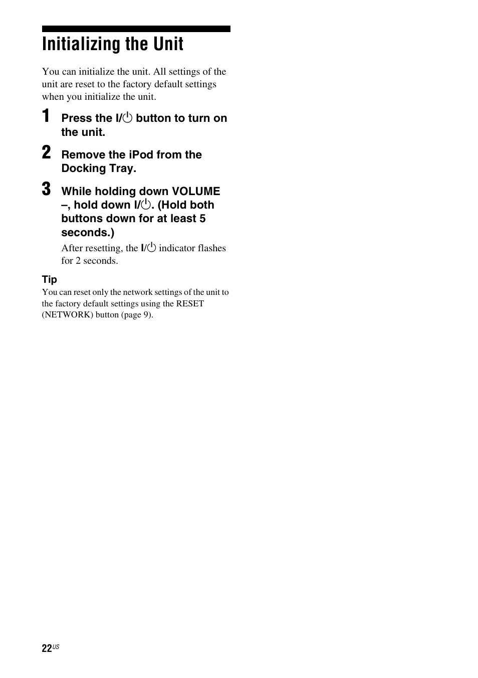 Initializing the unit | Sony RDP-XA900iP User Manual | Page 26 / 108