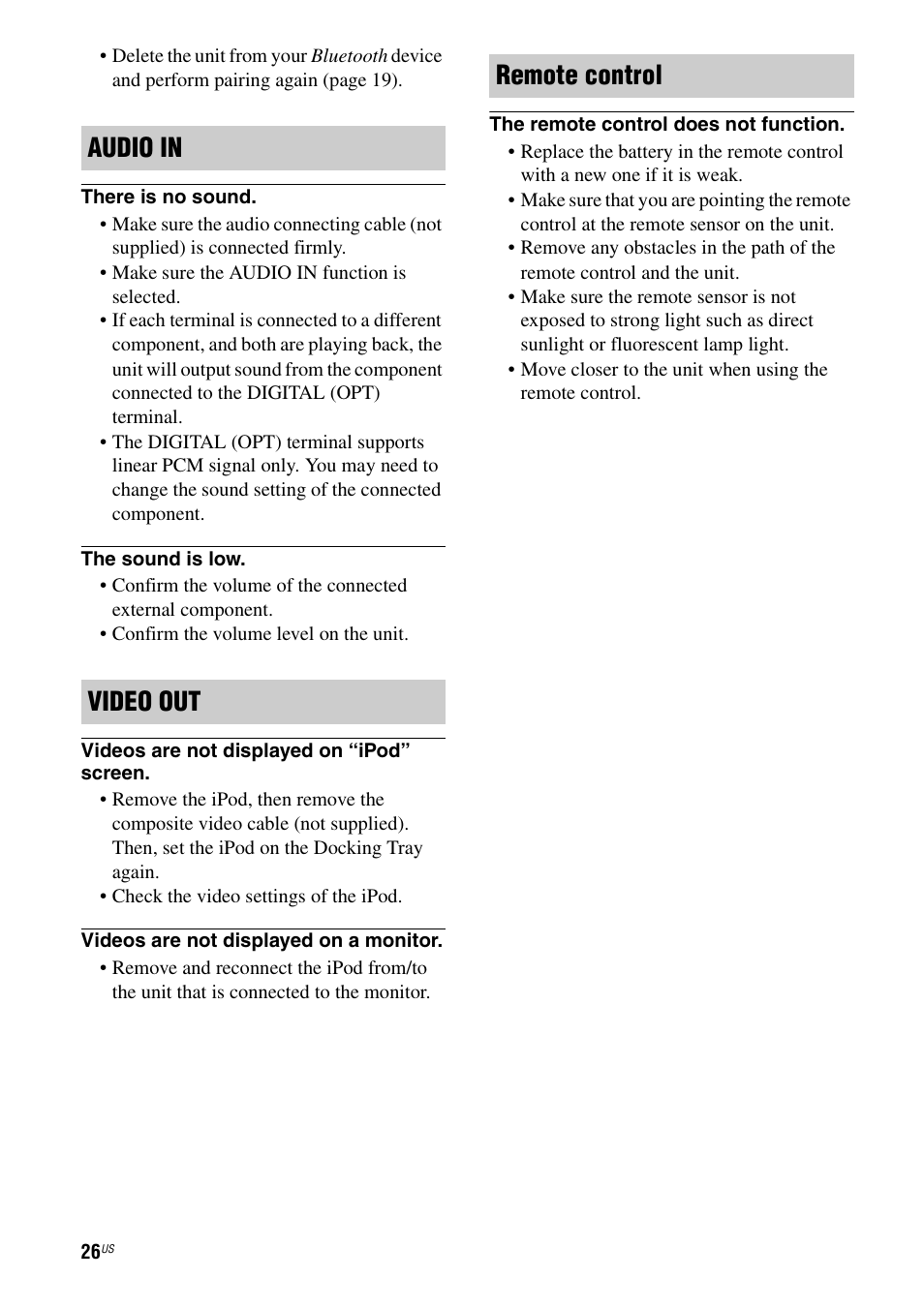 Audio in video out remote control | Sony RDP-XA900iP User Manual | Page 30 / 108
