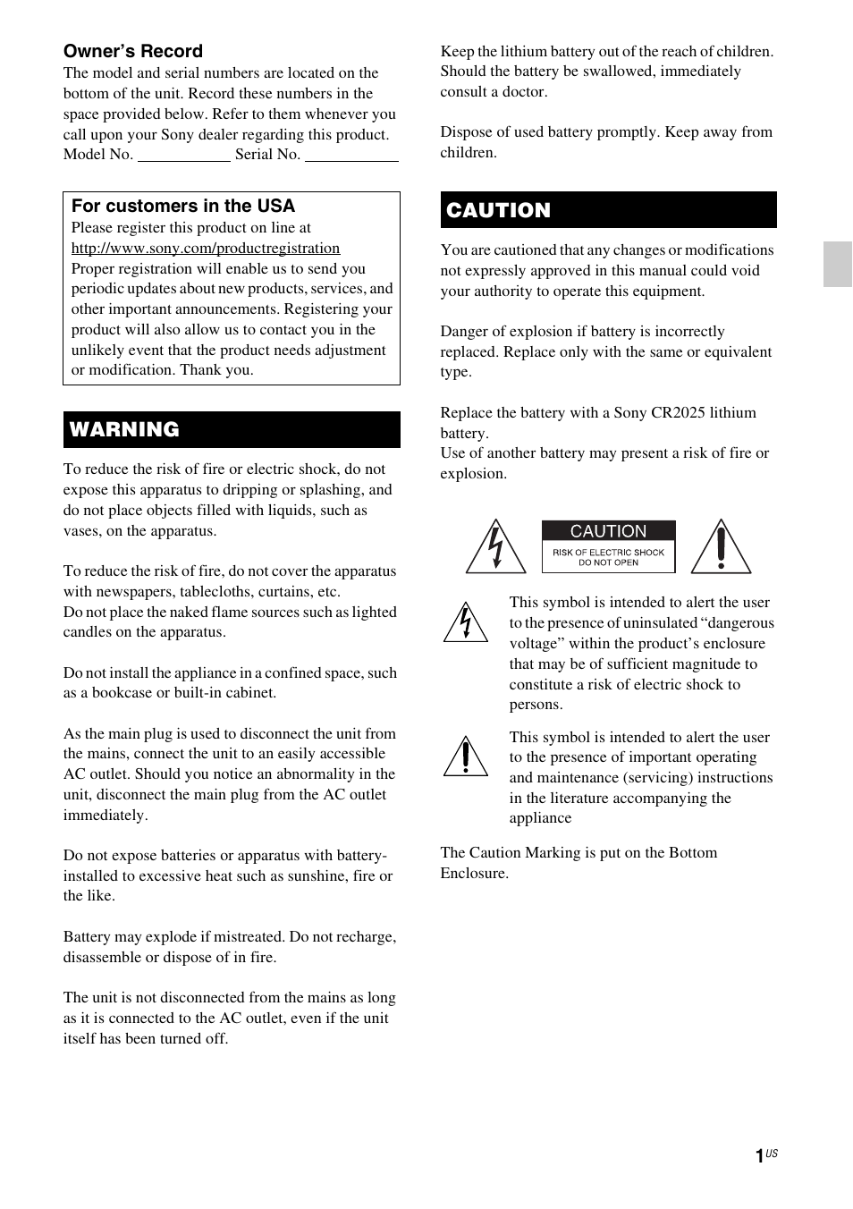 Warning caution | Sony RDP-XA900iP User Manual | Page 5 / 108