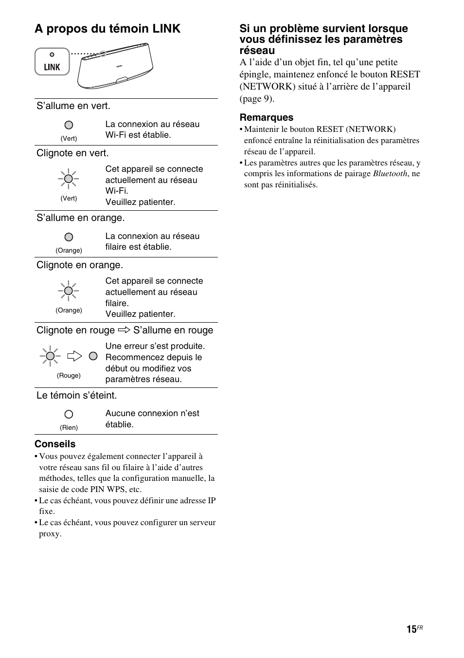 A propos du témoin link | Sony RDP-XA900iP User Manual | Page 53 / 108