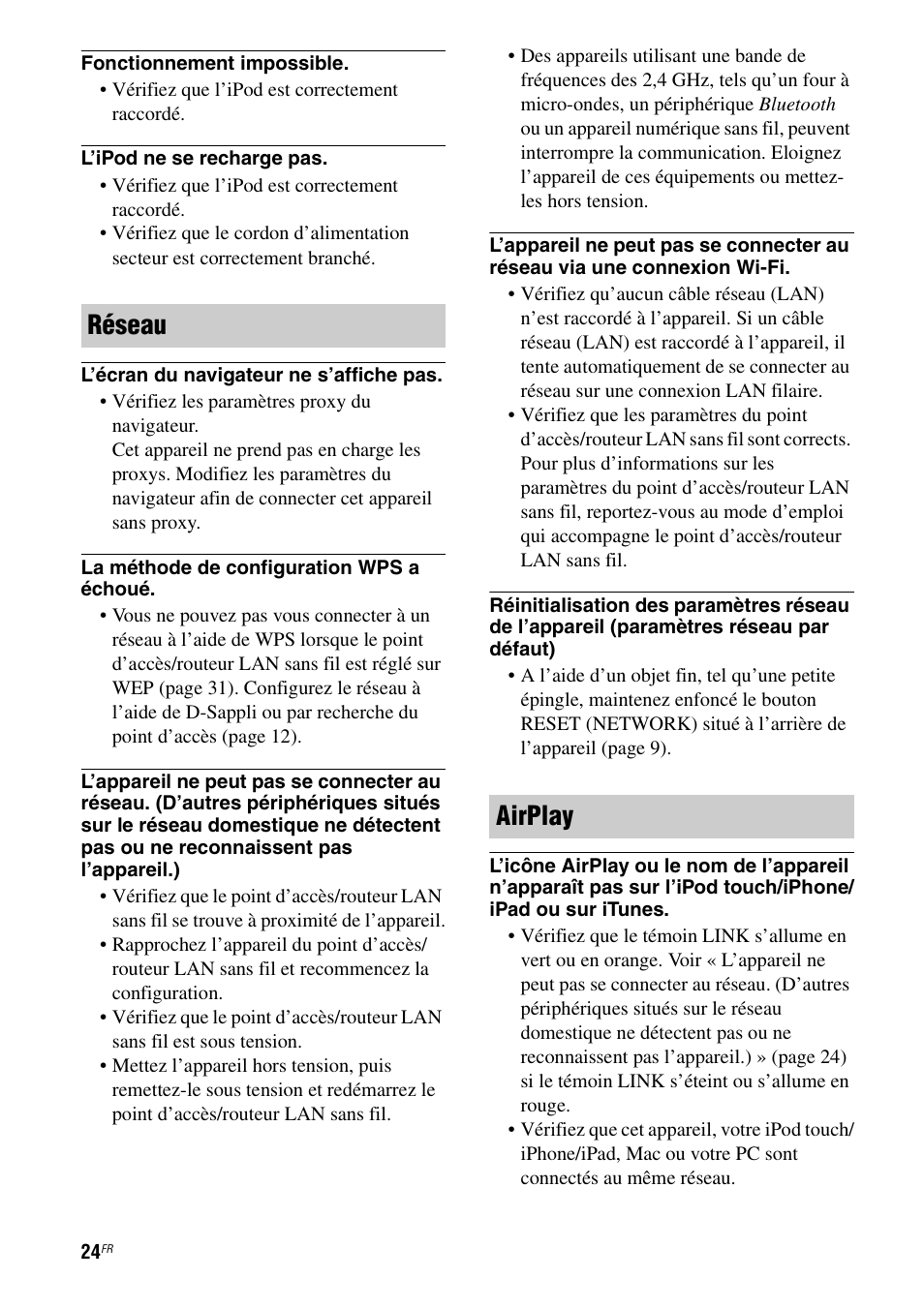 Réseau airplay | Sony RDP-XA900iP User Manual | Page 62 / 108