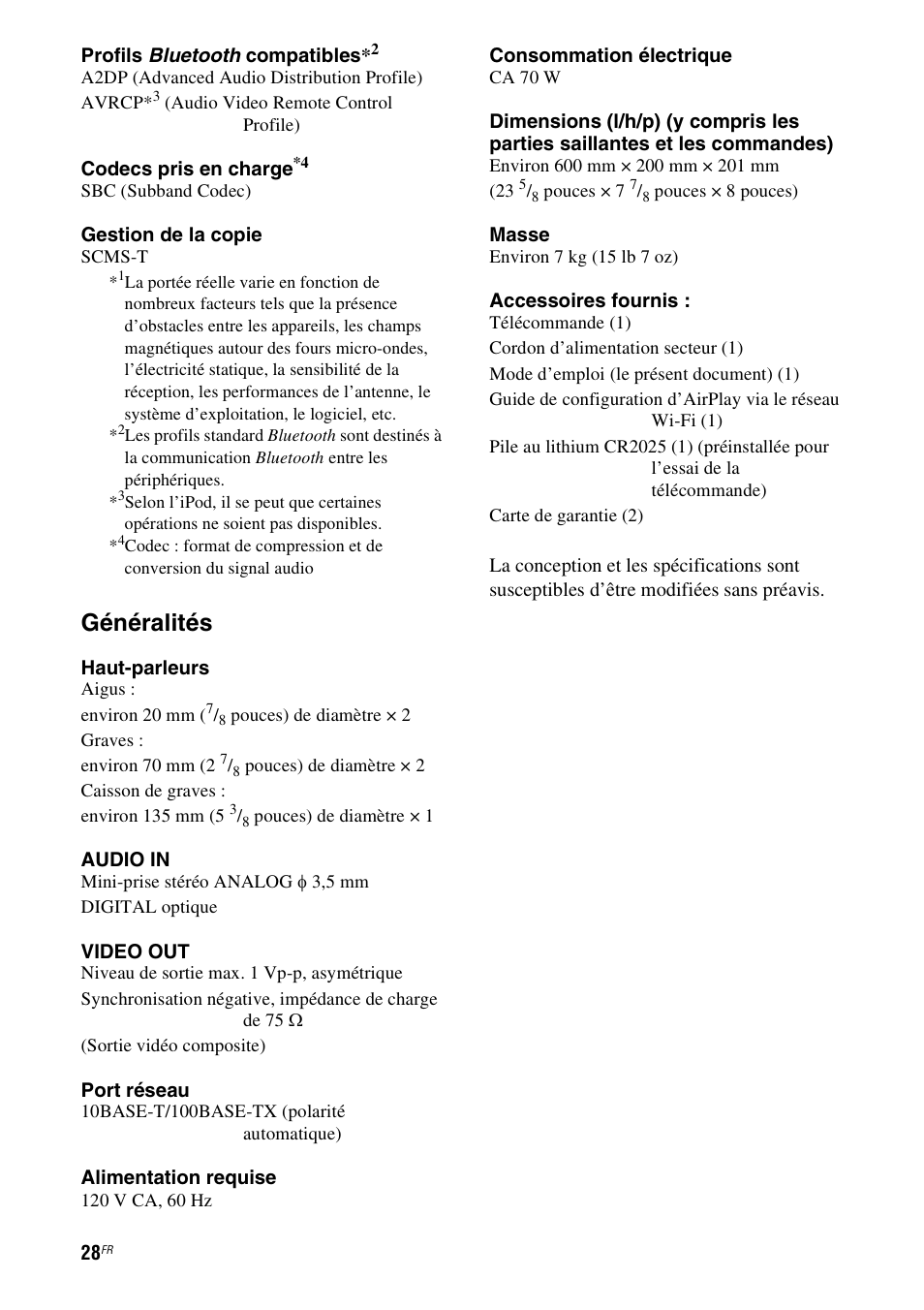 Généralités | Sony RDP-XA900iP User Manual | Page 66 / 108