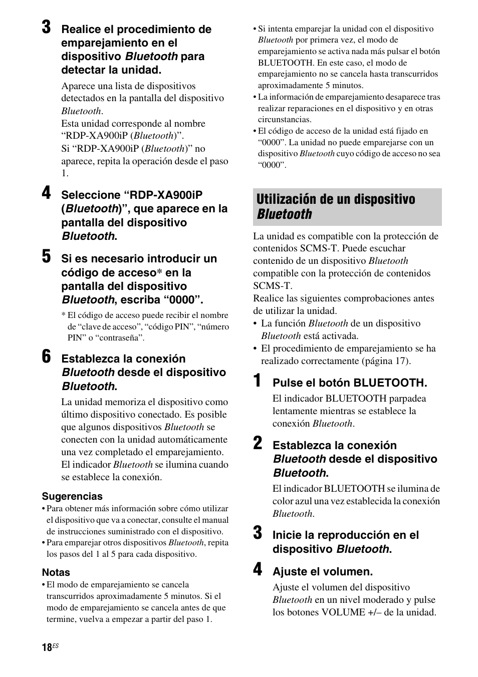Utilización de un dispositivo bluetooth | Sony RDP-XA900iP User Manual | Page 90 / 108