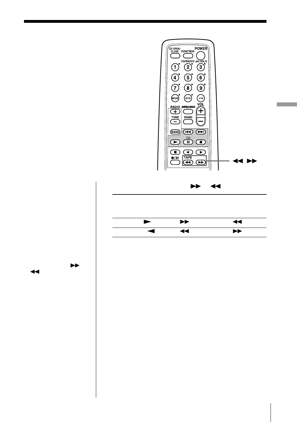 Finding the beginning of a track, The tape player | Sony ZS-D50 User Manual | Page 21 / 48