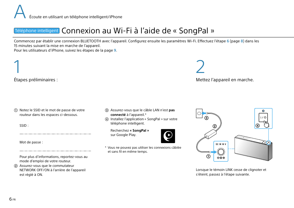 Connexion au wi-fi à l’aide de « songpal | Sony SRS-X7 User Manual | Page 28 / 68