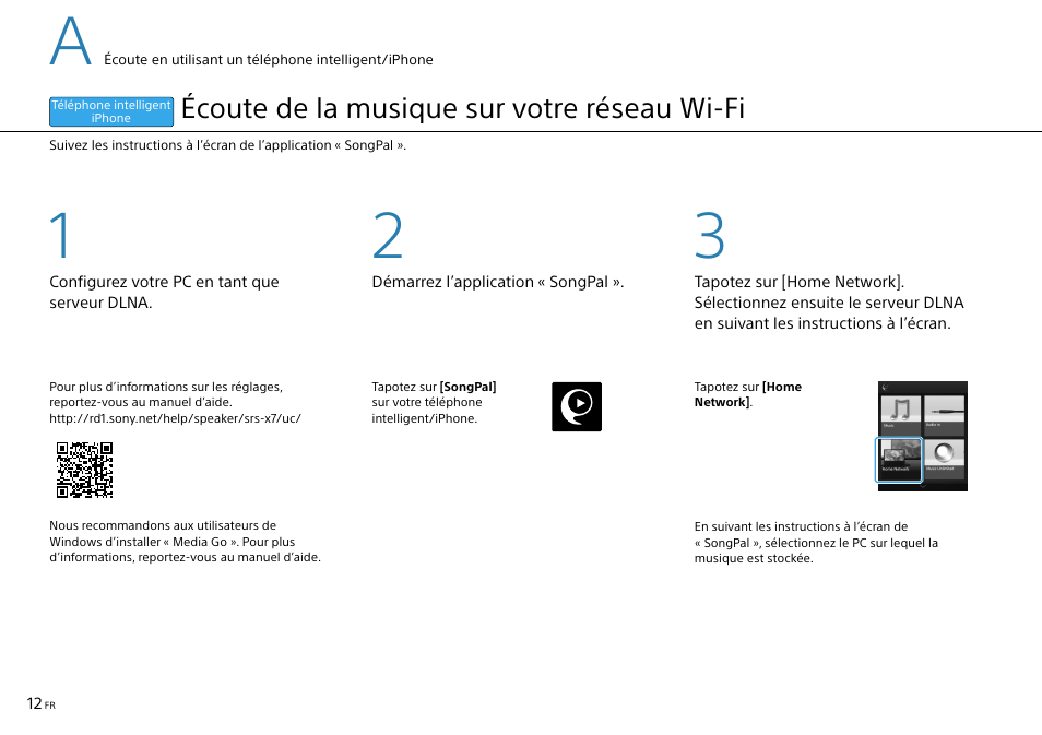 Écoute de la musique sur votre réseau wi-fi | Sony SRS-X7 User Manual | Page 34 / 68